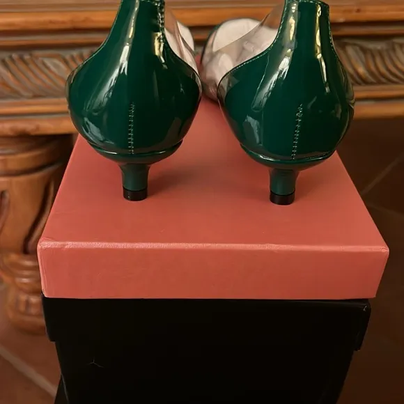 Low Kitten Heel Pointed Toe Pumps Clear Sexy Dress 1.4” Heels Slip-on Shoes