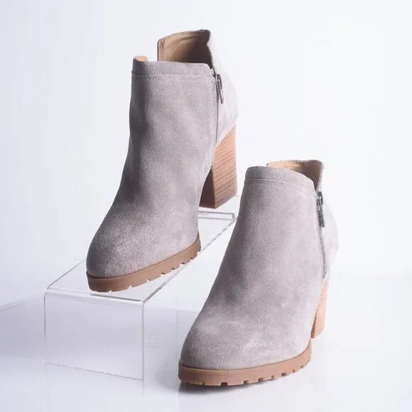 Lucky Brand Womens Noryn Gray Suede Ankle Boots heeled Booties US 10 EU 42 NWOT