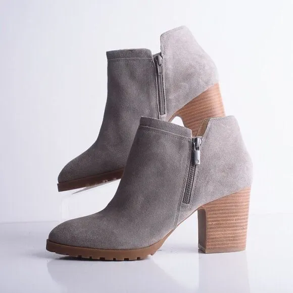 Lucky Brand Womens Noryn Gray Suede Ankle Boots heeled Booties US 10 EU 42 NWOT