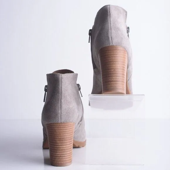 Lucky Brand Womens Noryn Gray Suede Ankle Boots heeled Booties US 10 EU 42 NWOT