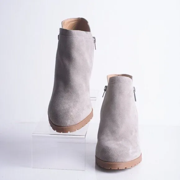 Lucky Brand Womens Noryn Gray Suede Ankle Boots heeled Booties US 10 EU 42 NWOT