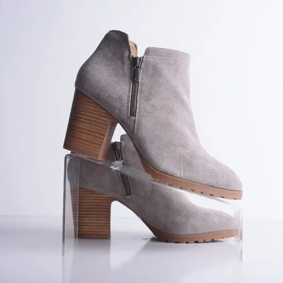 Lucky Brand Womens Noryn Gray Suede Ankle Boots heeled Booties US 10 EU 42 NWOT