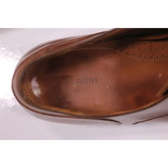 Magnanni British Tan Brown Bicycle Toe Derby Oxford Leather Dress Shoes US 13