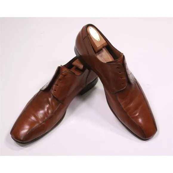 Magnanni British Tan Brown Bicycle Toe Derby Oxford Leather Dress Shoes US 13
