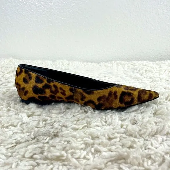 Marc Fisher Leopard Print Calf Hair Pointed Toe Ballet Flat Shoes 6.5