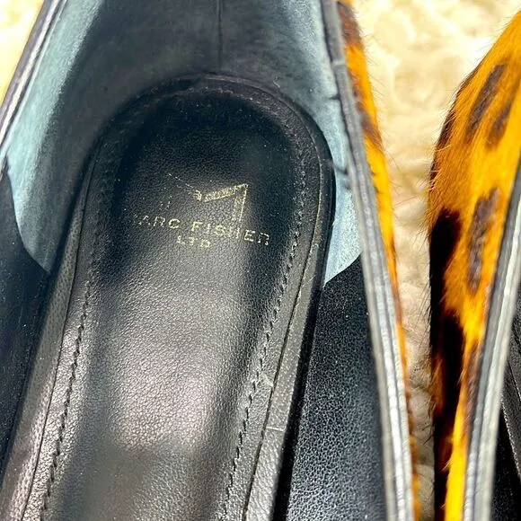 Marc Fisher Leopard Print Calf Hair Pointed Toe Ballet Flat Shoes 6.5