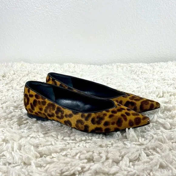 Marc Fisher Leopard Print Calf Hair Pointed Toe Ballet Flat Shoes 6.5