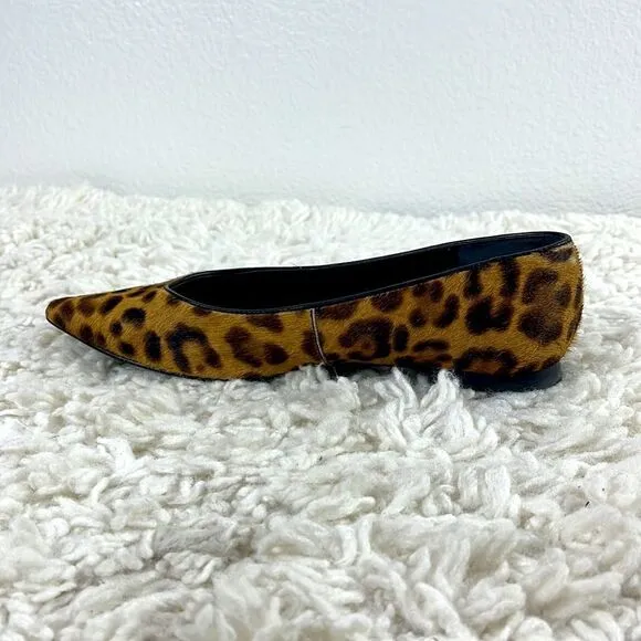 Marc Fisher Leopard Print Calf Hair Pointed Toe Ballet Flat Shoes 6.5