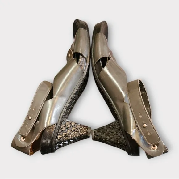 Marni Gray Leather Patterned Block Heeled Sandals