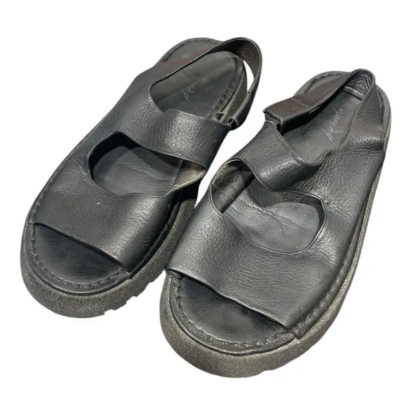 Marsell Slingback Leather Sandals Italian handmade black sandals sz 12 us 42 IT