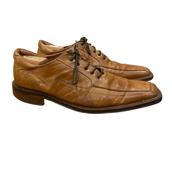 McKanty Men’s Brown Leather Square Toe Oxford Loafer Dress Shoes Size 10 / EU 44