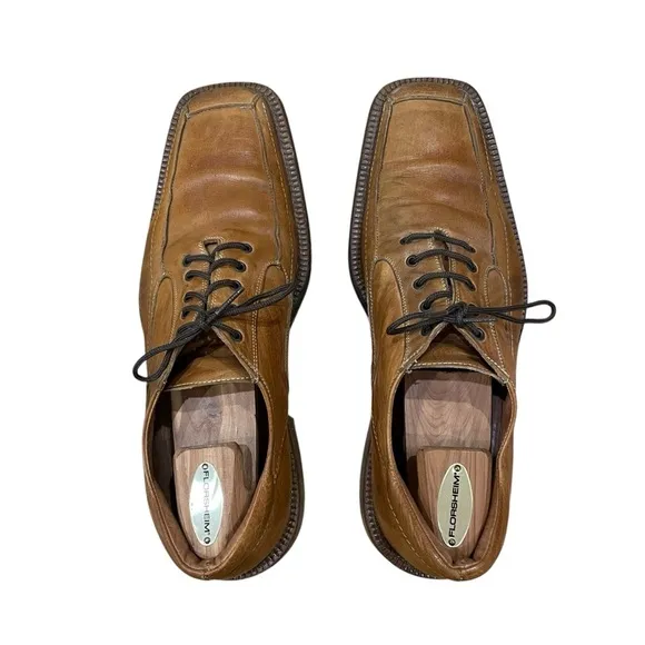 McKanty Men’s Brown Leather Square Toe Oxford Loafer Dress Shoes Size 10 / EU 44