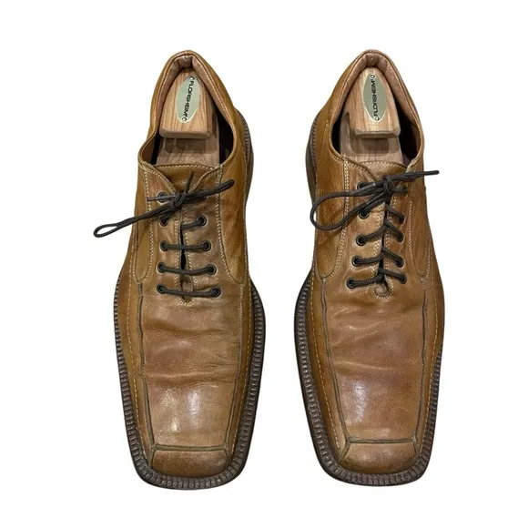McKanty Men’s Brown Leather Square Toe Oxford Loafer Dress Shoes Size 10 / EU 44