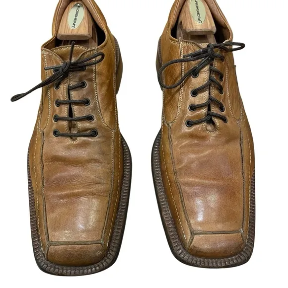 McKanty Men’s Brown Leather Square Toe Oxford Loafer Dress Shoes Size 10 / EU 44