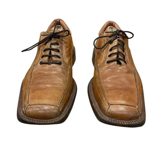 McKanty Men’s Brown Leather Square Toe Oxford Loafer Dress Shoes Size 10 / EU 44