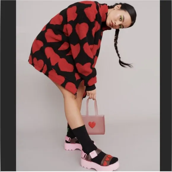 🩷Melissa X Lazy OAF heart Platform Sandals jelly barbie Pink rare to find