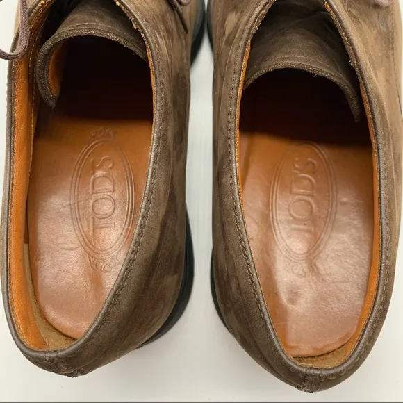 Men’s Auth Tod’s Derby Oxford Lace Up Brown Suede Lace Up Shoes Size 8