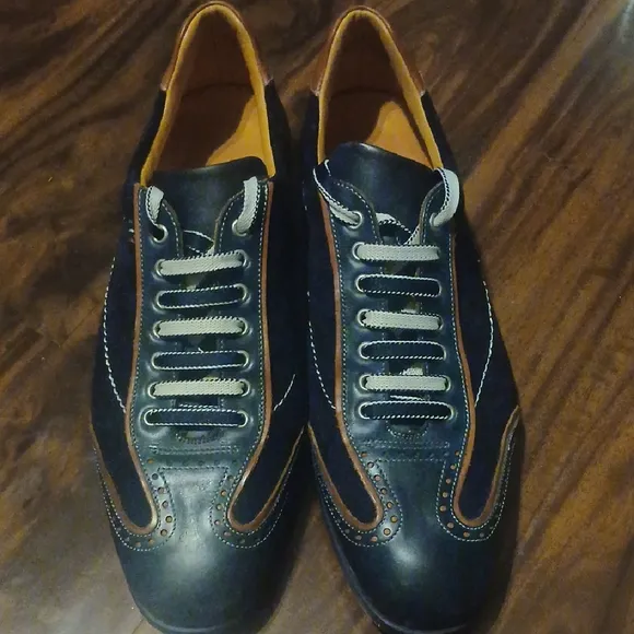 Men's Blue and Brown Leather Shoes