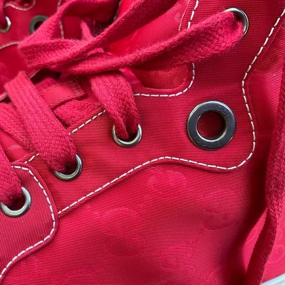 Men’s GUCCI Guccisima GG Red Nylon HighTop Sneaker Size 14.5