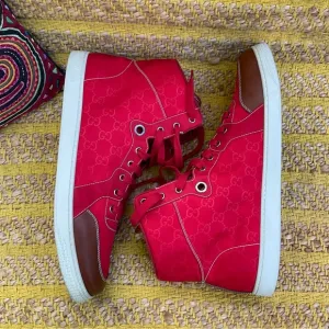 Men’s GUCCI Guccisima GG Red Nylon HighTop Sneaker Size 14.5