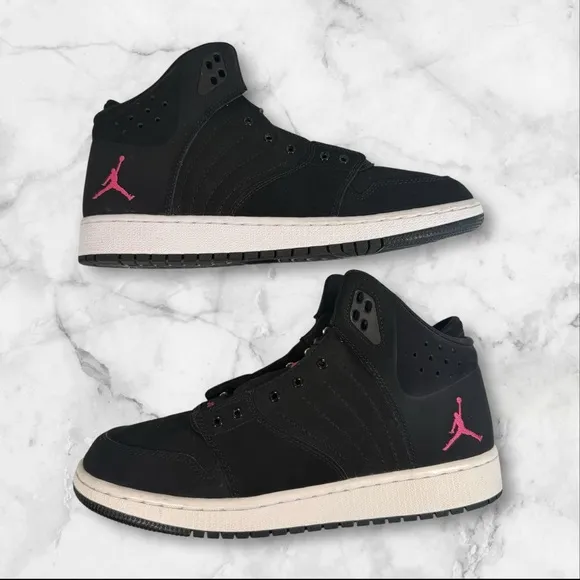 Men’s Jordan 1 Flight 4 Black and Pink High-Top Sneakers size 8