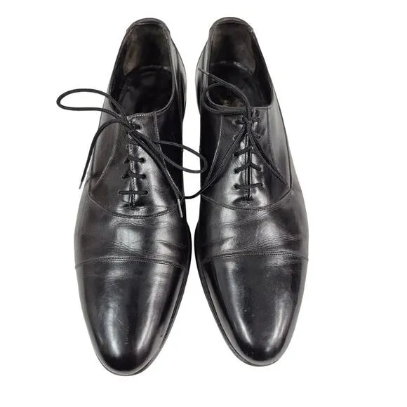 Mens Vtg The Florsheim Dress Shoes Black leather 9B Leather SOles