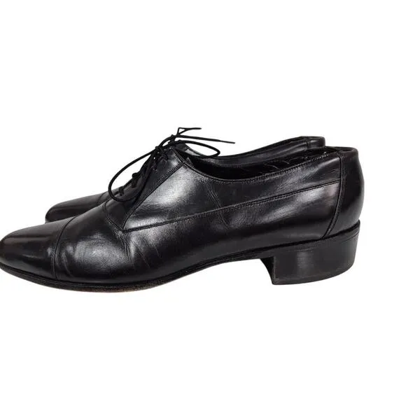 Mens Vtg The Florsheim Dress Shoes Black leather 9B Leather SOles