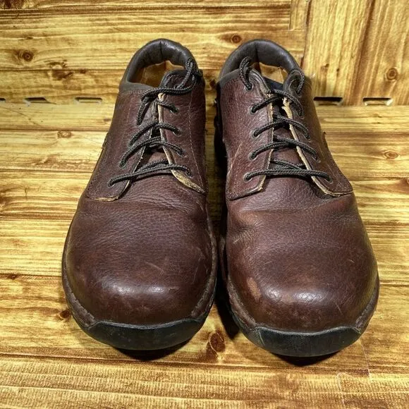MEN'S RED WING STEEL TOE SAFETY SHOES LACE UP DARK BROWN STOCK #6704 SZ 9,5