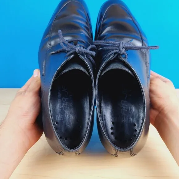 Mephisto Air-Jet Mens Size 11‎ Shoes Black genuine Leather apron toe dress Shoes