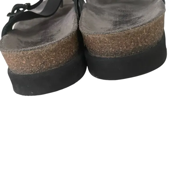 MEPHISTO Helen Slip-On Black Leather Thong Sandals 40