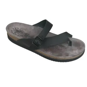 MEPHISTO Helen Slip-On Black Leather Thong Sandals 40