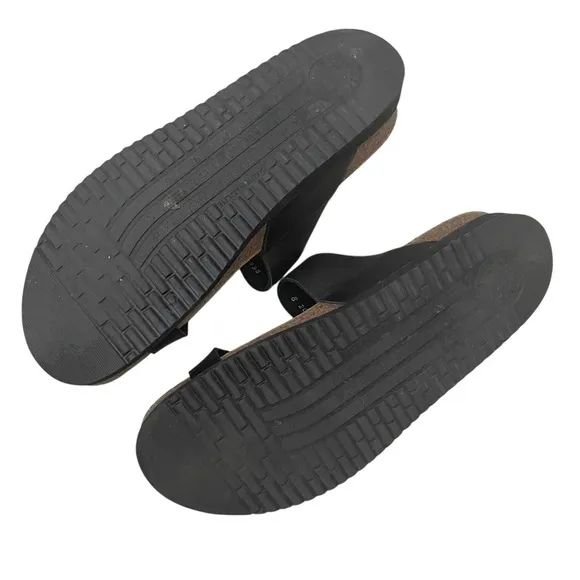 MEPHISTO Helen Slip-On Black Leather Thong Sandals 40