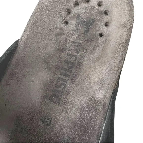 MEPHISTO Helen Slip-On Black Leather Thong Sandals 40
