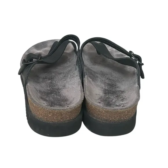 MEPHISTO Helen Slip-On Black Leather Thong Sandals 40