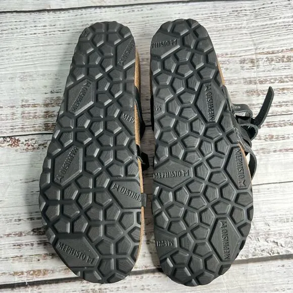 Mephisto Natty 39 Black Slide Sandals Leather Womens 9 NWOB