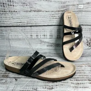 Mephisto Natty 39 Black Slide Sandals Leather Womens 9 NWOB