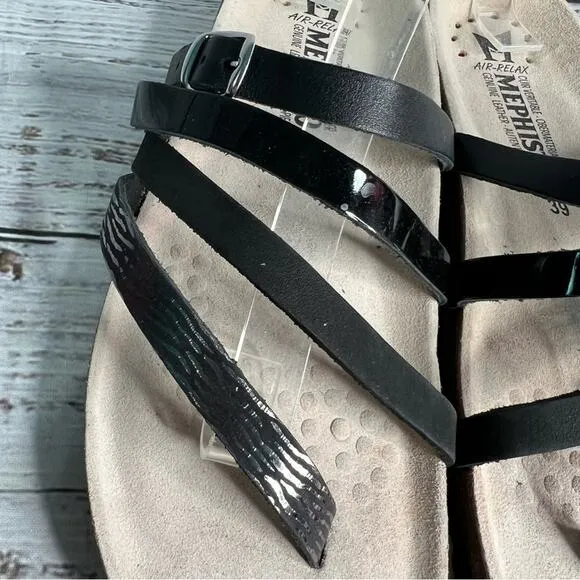 Mephisto Natty 39 Black Slide Sandals Leather Womens 9 NWOB