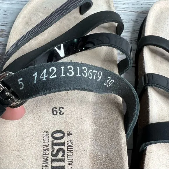 Mephisto Natty 39 Black Slide Sandals Leather Womens 9 NWOB