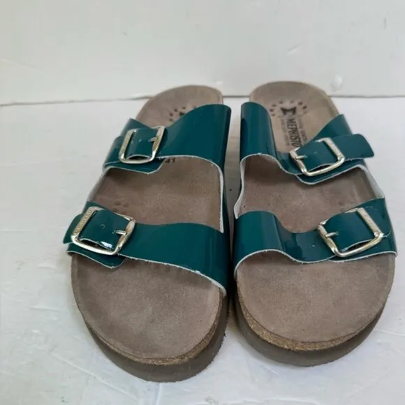 MEPHISTO NEW Hester Leather Cork 2 Buckle Sandals Mules Lightweight Support 11