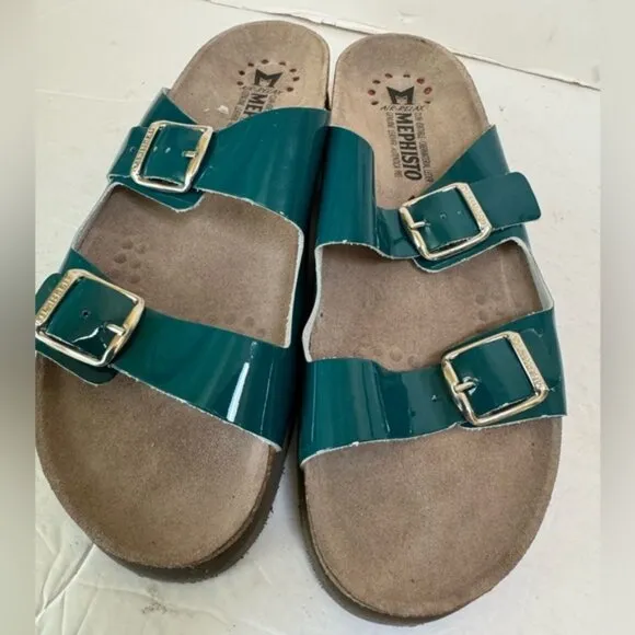 MEPHISTO NEW Hester Leather Cork 2 Buckle Sandals Mules Lightweight Support 11