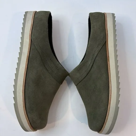 Merrel Juno Clog Women's 8.5 Olive Green Suede Slip-On Comfort Shoes
