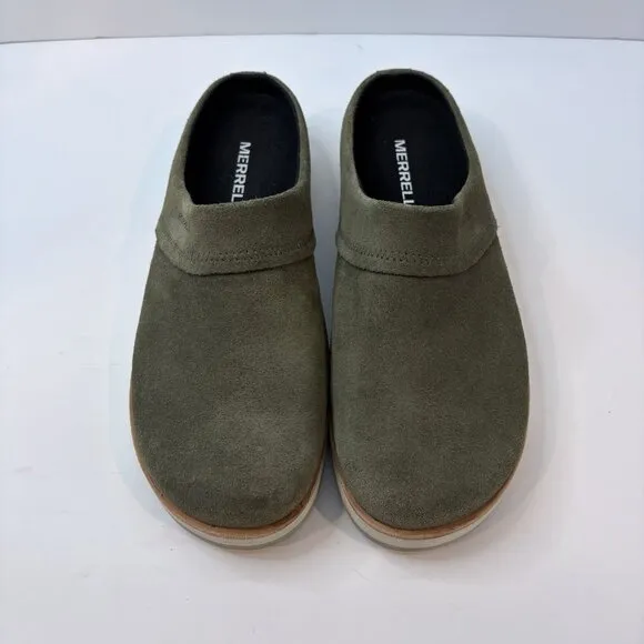 Merrel Juno Clog Women's 8.5 Olive Green Suede Slip-On Comfort Shoes