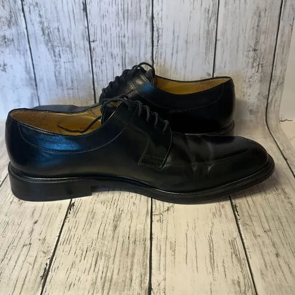 Mezlan Fiore Black Leather Lace-Up Split Toe Apron Oxford Shoes Men's 10.5 M