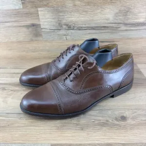 Mezlan Men's Size 11W Cap Toe Oxford Florence Brown Pebbled Leather Shoes