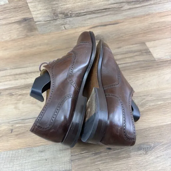 Mezlan Men's Size 11W Cap Toe Oxford Florence Brown Pebbled Leather Shoes
