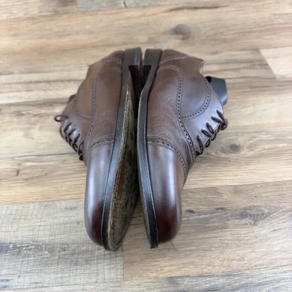 Mezlan Men's Size 11W Cap Toe Oxford Florence Brown Pebbled Leather Shoes