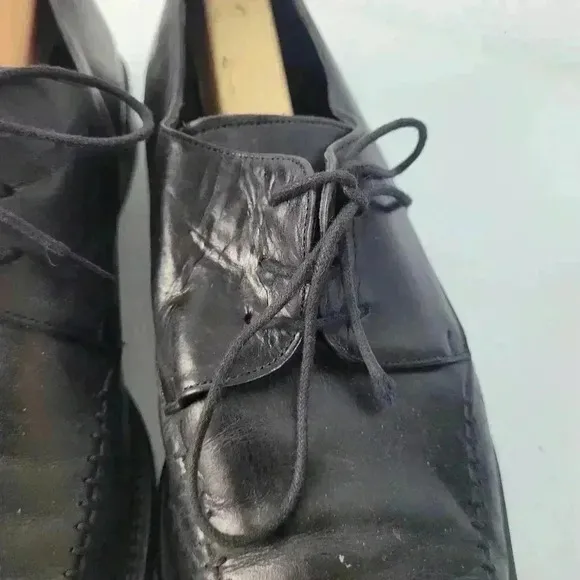 Mezlan Platinum Size 10.5 M Leather Oxford Shoes Men's Black Square Toe