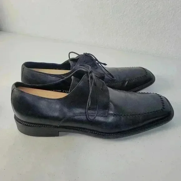 Mezlan Platinum Size 10.5 M Leather Oxford Shoes Men's Black Square Toe
