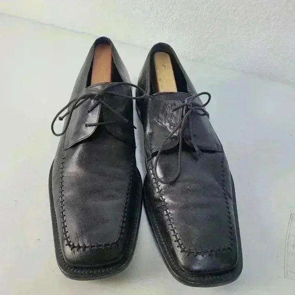 Mezlan Platinum Size 10.5 M Leather Oxford Shoes Men's Black Square Toe