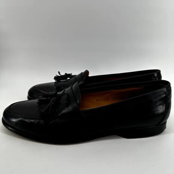 Mezlan Santander Tassel Loafer Shoes Slip On Leather Flat Heeled Black US 10